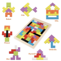 New 3D Wooden Tetris Puzzle Toy Tangram Shape Thinking Logic Colorful Children's Building Blocks Montessori Education . 