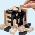3D Cube Puzzle Luban Interlocking Creative Educational Wooden Toy Brain IQ Mind Early Learning Game  For Children Letter 54. 