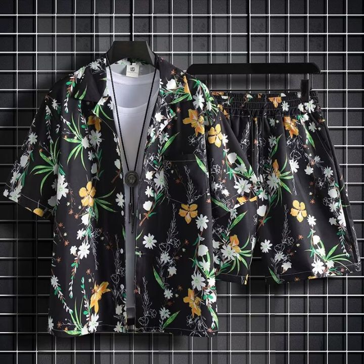Hawaiian Beach Suit, Genderless Casual Shirt Shorts, Multi-color Optional