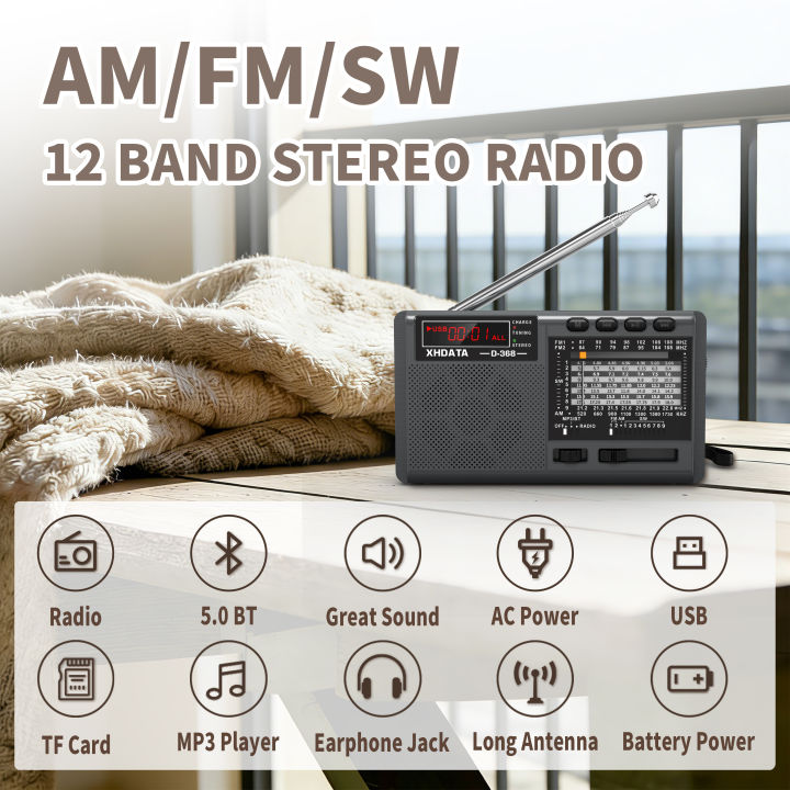 XHDATA%20D-368/D-328%20Portable%20Stereo%20Radio%20FM%20AM%20SW%20MP3%20Player%20with%20Bluetooth%20TF%20Card%20USB%20Rechargeable%20Battery%20for%20Elder%20%20-%20Image%202