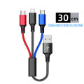 3 In 1 USB Cable Short Micro USB Type C Cable For iPhone 13 12 11 Samsung Xiaomi Mobile Phone Charger Cable Mini Wire.