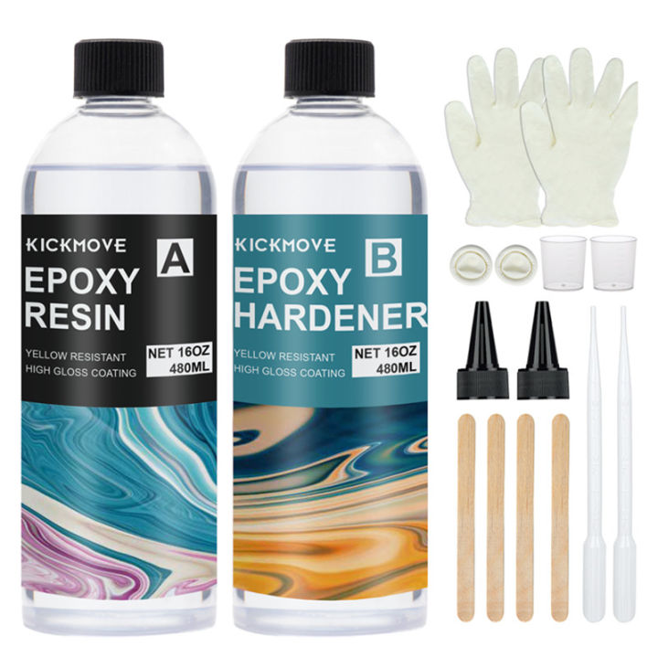 32oz Premium Clear Epoxy Resin Kit Casting and Coating for River Table Tops, Art Casting, Jewelry Projects, DIY, Crafts,Mold