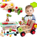 Wooden Nut Screw Disassembly Assembly Toolbox Toys Simulation Repair Carpenter Tool Creative DIY Pretend Play Set For Children. 