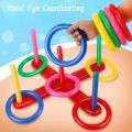 Colorful Plastic Sport Ring Toss Game Set with 5 Rings Birthday Party Throwing Backyard Games for Kids Adults Educational Toys ﻿. 