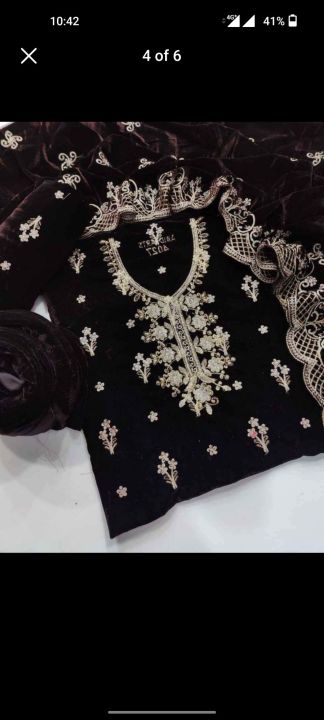 velvet Velvet wellwet shanil Shaneel mahmal bahmal palash 3 pice suit for girls and women's