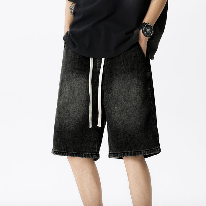 Casual%20Denim%20Shorts%20Men%20Elastic%20Waist%20Straight%20Comfortable%20Light%20Blue%20Soft%20Short%20Pants%20Baggy%20Wide%20Bermuda%20Male%20Jeans%20-%20Image%207