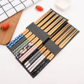 Japanese 5Pairs Bamboo Chopsticks for Sushi Non-Slip Food Sticks Hot Pot Reusable Chinese Chopsticks Tableware Kitchen Tools.