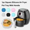 1PC Silicone Air Fryer Basket, Round Square Reusable Pan Liner for Pizza Fried Chicken Baking Accessories.