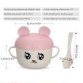 1 PCS Cute Cartoon Childrens Wheat Straw Tableware Set Food Bowl Soup Rice Bowl Kindergarten Tableware Bowl With Lid And Spoon. 