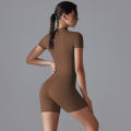 Yoga Set Women's Jumpsuits One-Piece Suit Zipper Short Sleeve Gym Push Up Workout Clothes Fitness Bodysuit Sportswear Tracksuit. 