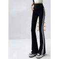 Fashion Stripe Flared Shark Pants Female Thin Style Leggings High Waist Hip Liftting Workout Running  Skinny Yoga Leggings. 