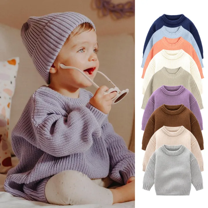 2024%20Autumn%20Newborn%20Baby%20Girl%20Boy%20Knitted%20Sweater%20Long%20Sleeve%20Winter%20Sweater%20Solid%20Loose%20Pullover%20Casual%20Tops%203M-6Y%20Kids%20Clothes%20-%20Image%202