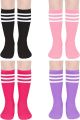 28cm Kids Soccer Socks Three Stripes Knee High Socks Cotton Sports Socks Toddler Boys Girls Uniform Tube Socks.