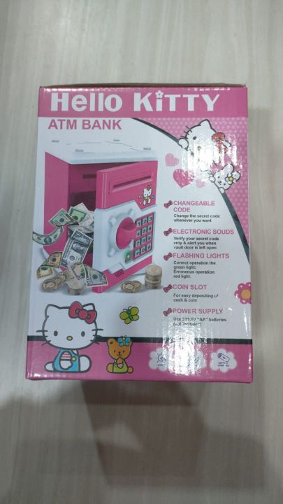 Hello Kitty Electronic Mini Locker Saving Money Plastic ATM Bank for Kids Pink