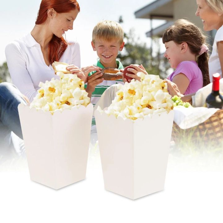 12 Pieces Pure White Popcorn Boxes Container Birthday Movie Party Favors Favor Guests s Box Treat Bags Wedding Bridal