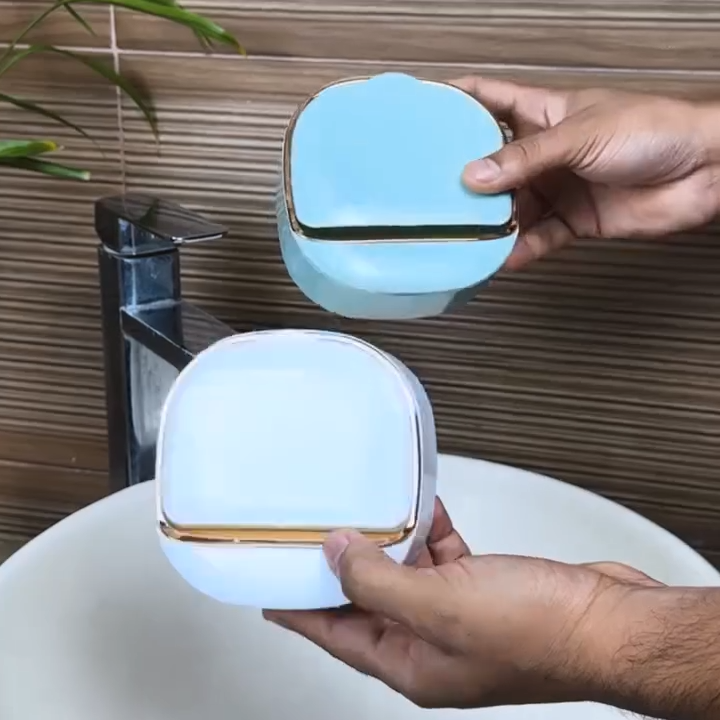 ✨ Wall Mounted Soap Box with Lid 🧼 | Waterproof & Dustproof Soap Holder 💧 | No-Drill Bathroom Organizer 🚿 | Space Saving ABS Soap Dish