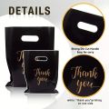 Thank You Bag Black Handheld Shopping Bag Plastic Packaging for Parties Birthdays Weddings Thanksgiving Anniversary Christmas. 