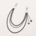 Cool Rock Hip Hop Black Love Pendant Keychain for Men Trendy Multilayer Jeans Pants Chain Party Jewelry Accessory.