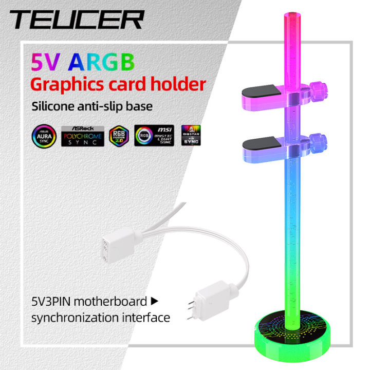 Video Graphics Card GPU Holder Support 5V 3Pin Addressable ARGB Sag Bracket Adjustable Brace PC Case DIY Decoration Accessory