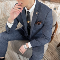 British Korean Style High Quality Modified Plaid Three-Piece Suit for Men - Stylish Business Casual Suit Vest And Trousers Set.