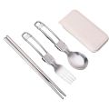 304 Stainless Steel Folding Cutlery Set Portable Spoon Fork for Camping Travel Hiking Picnic Outdoor.
