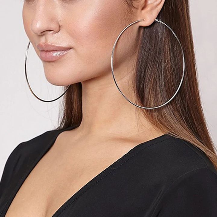 2pcs%2030-100mm%20Small%20Big%20Circle%20Hoop%20Earrings%20for%20Women%20Men,%20Stainless%20Steel%20Ear%20Ring%20Fashion%20Jewelry%20Gift%20Nightclub%20DJ%20-%20Image%206