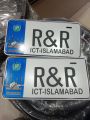 car number plates licence ICT Islamabad old new style customized by sticker embossed  not punch. 