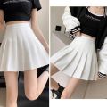 Spring Summer Lady Solid Color Slim Fit Mini Skirts Female Comfortable Elastic Zipper Skirts Girls High Waisted JK A-line Skirts. 