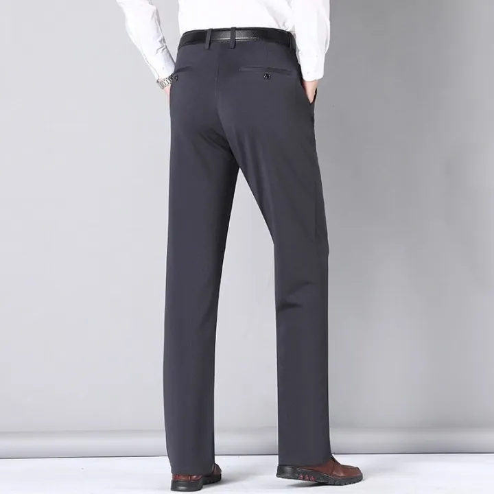 PlusSizeMen'sStraightCutCEOFormalPantsLooseElasticBusinessTrousersCasualPantSeluar%20SlackLelakiOfficeWear%20-%20Image%205