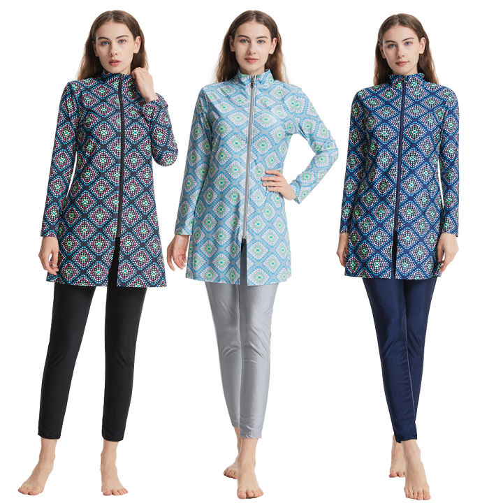 H1020%20Muslim%20Women%20Full%20Coverage%203%20PCS%20Swimming%20Clothes%20Arab%20Lady%20Long%20Sleeves%20Printing%20Zipper%20Swimwear%20-%20Image%206
