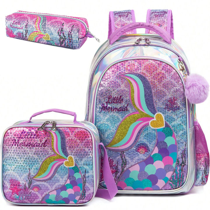 Meetbelify Mermaid Backpack for Girls Backpack with Lunch Box Set for ...