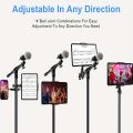 4.7-13.5" Tablet and Smartphones holder for Microphone Stand with 360-Degree Rotable Swivel Mount for Music Sheet Live Streaming. 