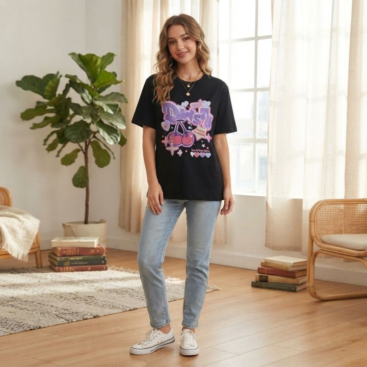 Premium Quality Original US Girls Oversized T Shirt Trendy Summer Collection Short Sleeve Casual Women Clothing