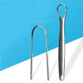 2 Pcs Stainless Steel Tongue Scraper Silver Metal Cleaner Eco-friendly Oral Care Fresh Tool Reusable Breath Brush. 