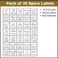 Spice Jar Labels Stickers |Masala stickers 1.5 inch size/Full White color Label with Black Text | Easily Peelable and Applicable (pack of 35) by KYCHEN PLUS. 