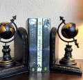 Rustic World Globe Book Ends - World Globe Book Ends for home decor and office. 