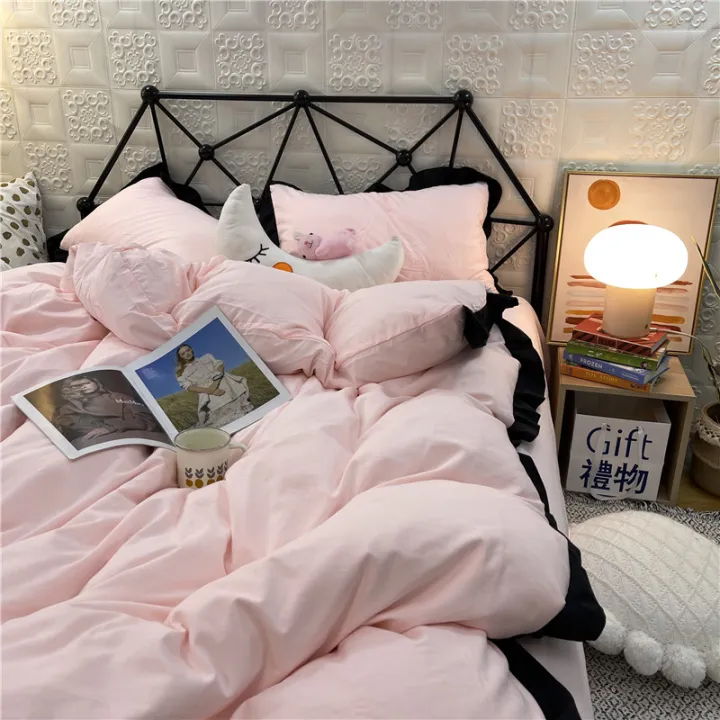 3pcs%20Pink%20Duvet%20Cover%20Set%20(1*Duvet%20Cover%20+%202*Pillowcase,%20Without%20Core),%20Lace%20embroidery%20Bedding%20Set%20-%20Image%204
