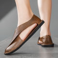 Genuine Leather Men's Sandals Beach Shoes Slippers High Quality Non-slip Men Casual Breathable Summer Footwear Mens Outdoor Shoe. 