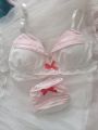 Women's bra set Japanese loli underwear female soft girl navy sweet cute without steel ring teenage sailor suit bra set. 