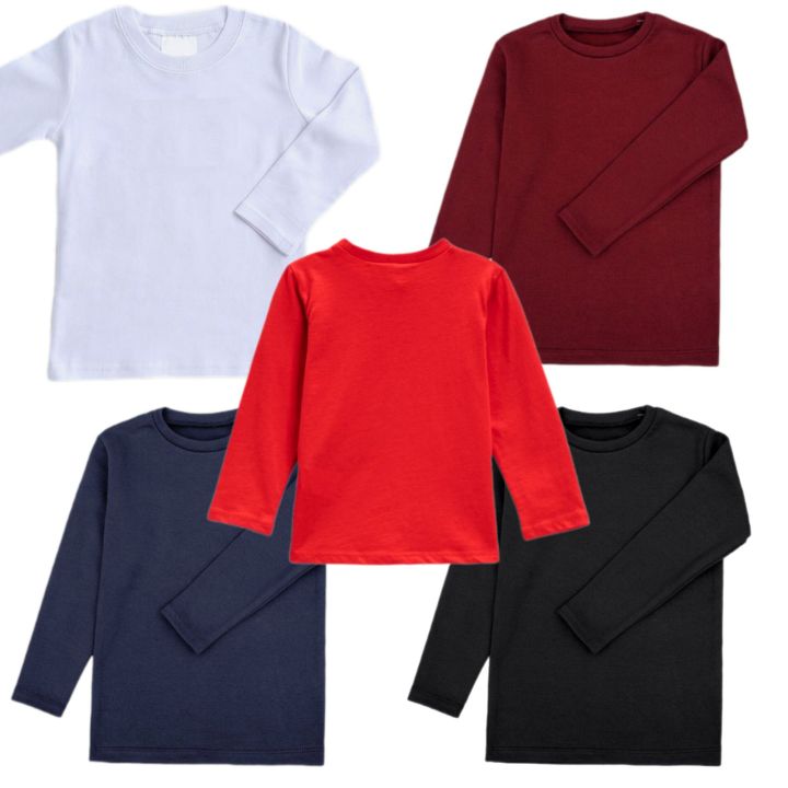 Full Sleeves T Shirt For Kids-Plain Full sleeves T Shirt For Boys and Girls Jersey Round Neck Inner Wear Winter Collection For Kids, Boys & Girls