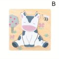 3D Wooden Cartoon Animals Cognitive Puzzles For Kids Children's Wooden Puzzles Toys Colors Shapes Baby Educational Toys Game. 