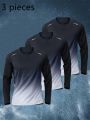 T-shirt men's four seasons long sleeve outdoor speed dry clothes running training breathable leisure fitness top. 
