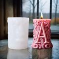 2025 3D Blooming Lily flower relief cylindrical candle silicone mold flower cylinder resin mould Blooming peony gypsum molds.