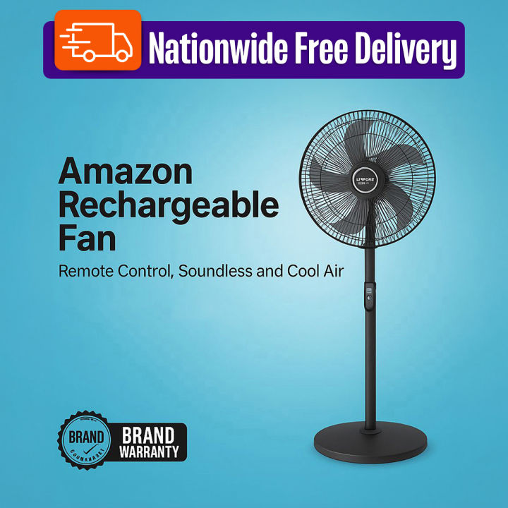 Amazon Charger Fan HT-AF15 Remote Control Rechargeable Fan for Soundless and Cool Air