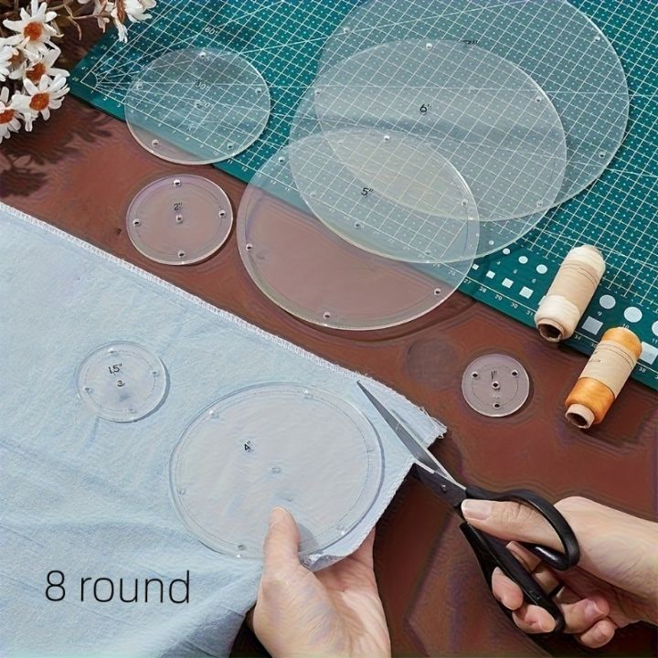 8pcs Acrylic Sewing Templates Clear Rulers Round Patterns Embroidery Drawing Template Quilt Stitch  for Cutting and Design
