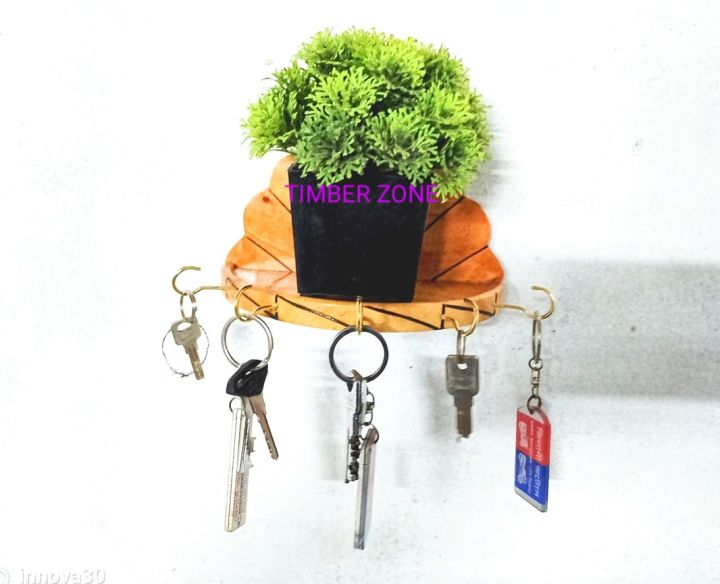 Wooden key holder with artificial Flower for decoration