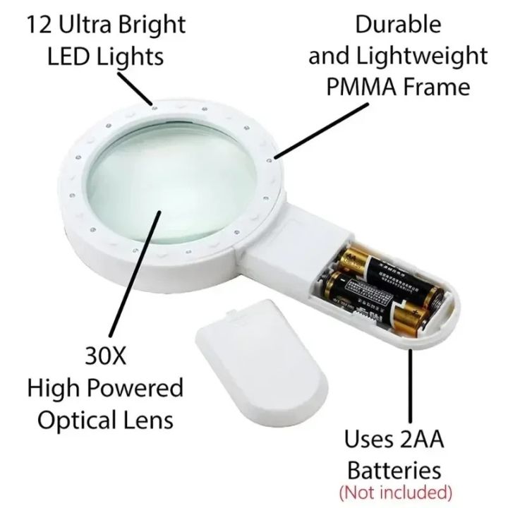 30X%20High%20Power%20UV%20Light%20Magnifier%20with%2012%20LED%20Portable%20Handheld%20Loupe%20for%20Jewelry%20Repair%20Reading%20and%20Inspection%20-%20Image%202