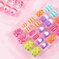 24 pcs Children Teens Girls Nails Press On  Full Cover  Gradient Color Rainbow Star Unicorn Shell Short False Nail Kits for Kids Teenager Girls with Glue stickers Nails for girls. 
