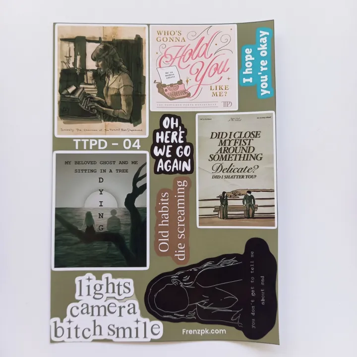 Taylor%20Swift%20Tortured%20Poets%20Department%20Pack%20of%204%20Uncut%20Sticker%20sheets%20A6%20size%20-%2015%20x%2010%20cm%20-%20Image%205