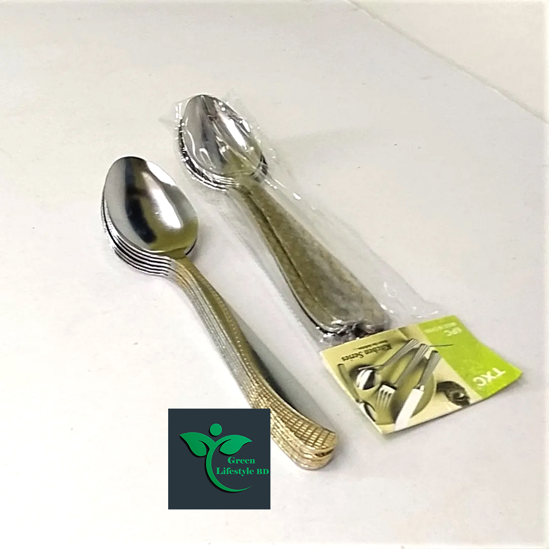 Stainless Steel Spoon Set – 6 Pieces for Home & Restaurant | Multiple Design